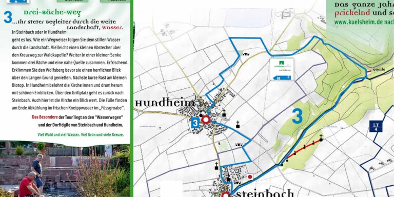 Drei-Bäche-Weg Wanderung - Kartenausschnitt